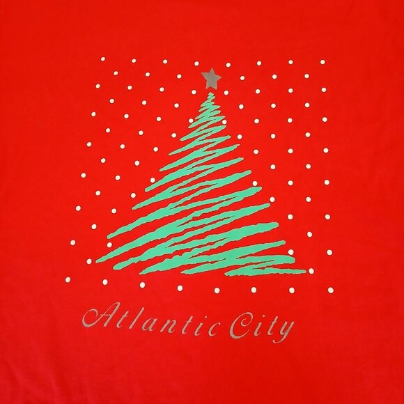 Anvil Womens One Size Sleep Shirt Dress Red Christmas Tree Atlantic City Vintage - Picture 2 of 4